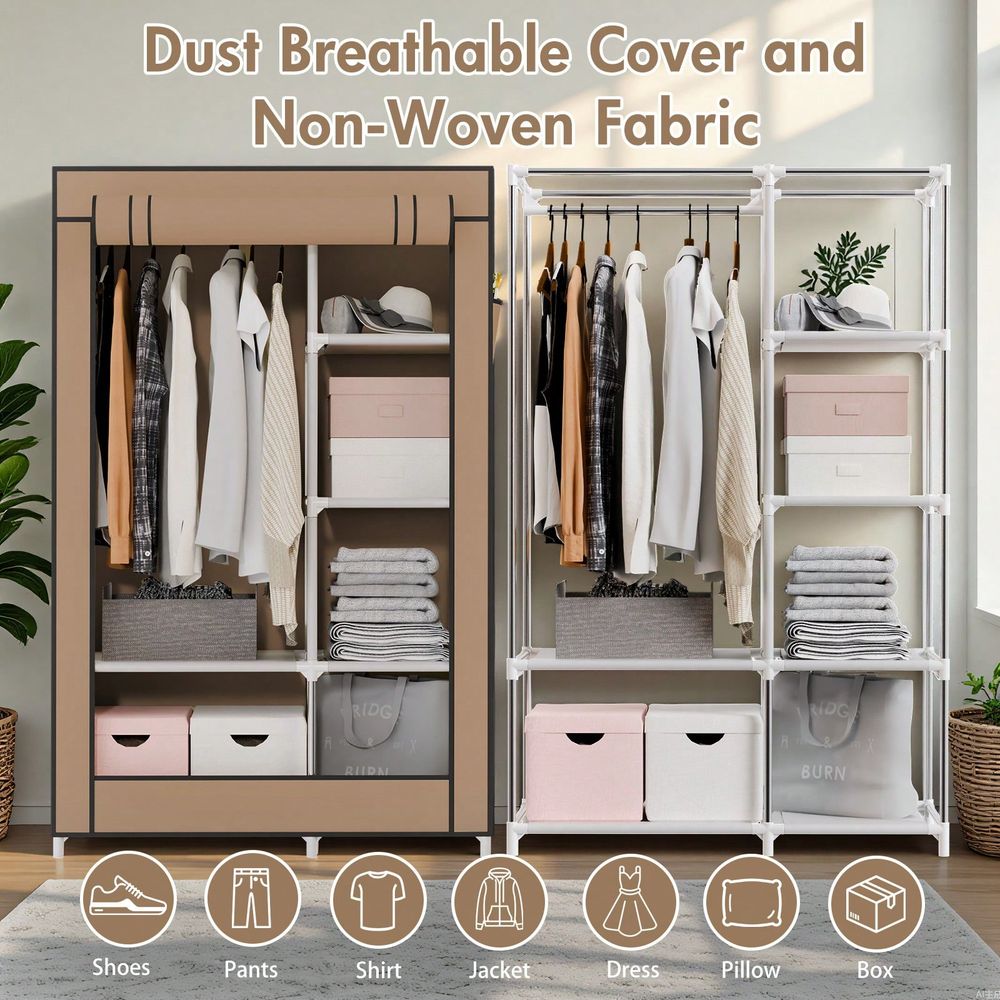 Closet Storage For Hanging Clo - Wardrobe Closet Portable Fabric Cover 评论和价格
