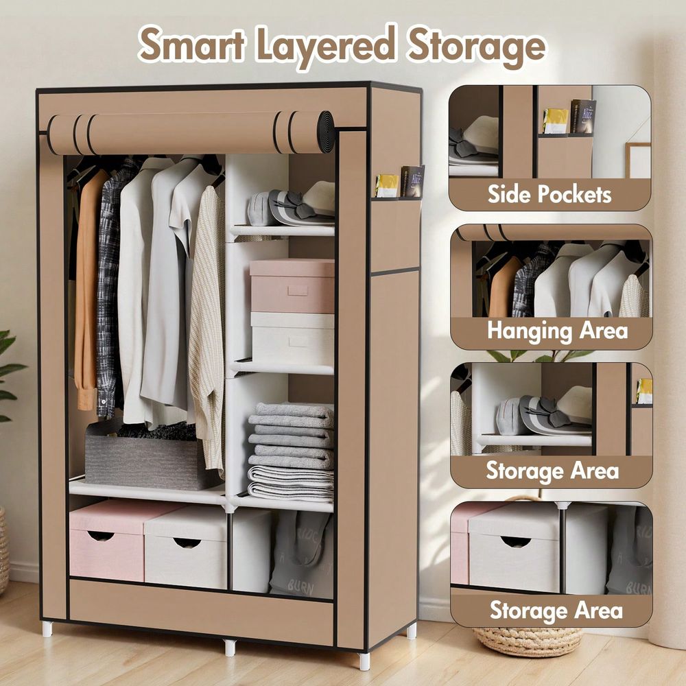 Closet Storage For Hanging Clo - Wardrobe Closet Portable Fabric Cover 评论和价格