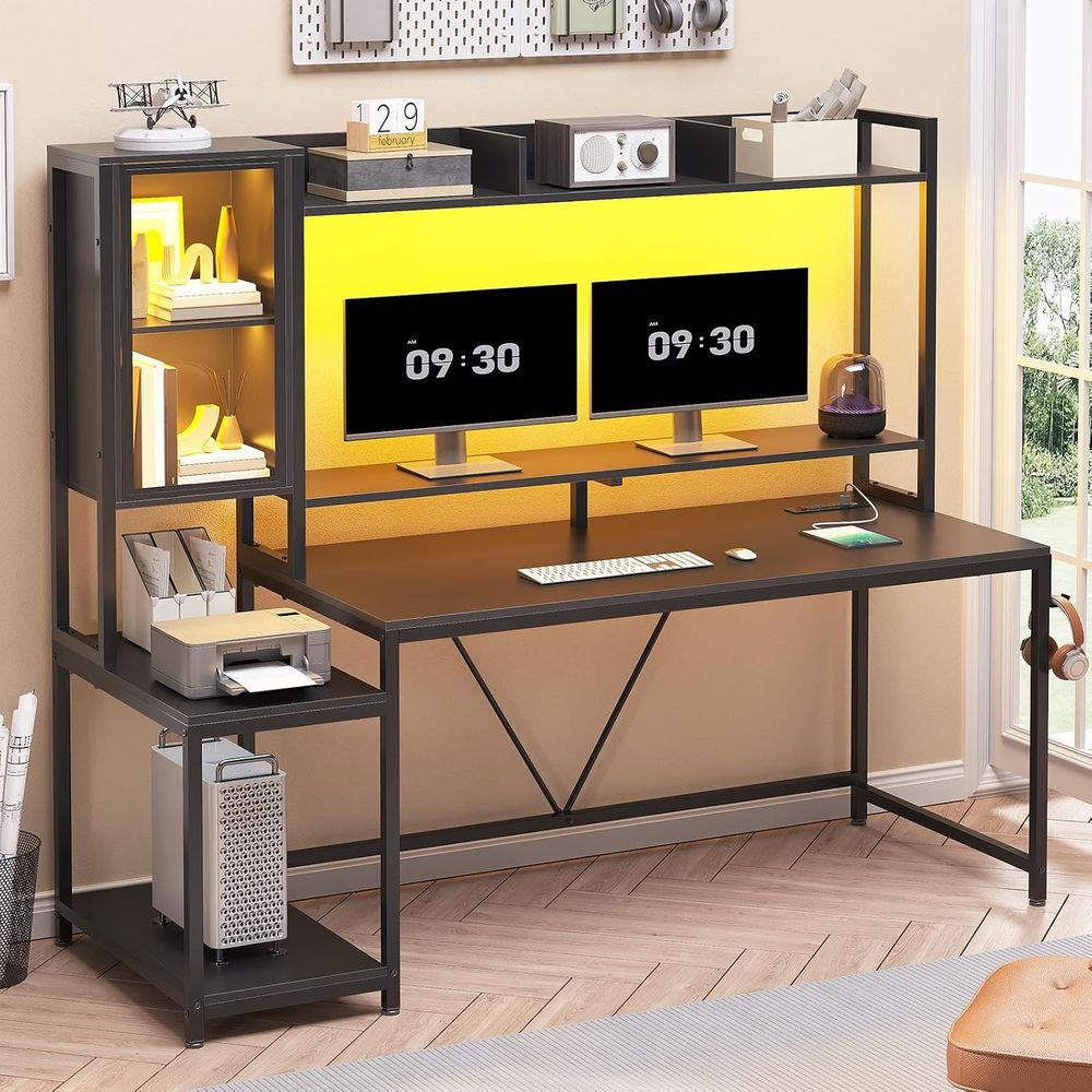 60'' Gaming Desk with Storage, - Storage 评论和价格