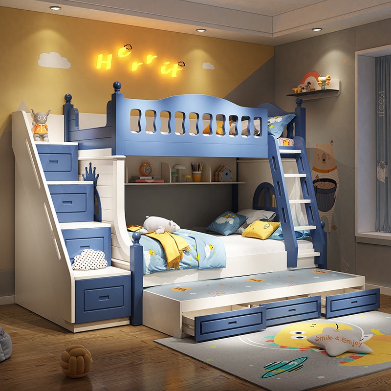 Children's Bed Up and Down Bed - Bunk Bed With Stairs And Slide 评论和价格