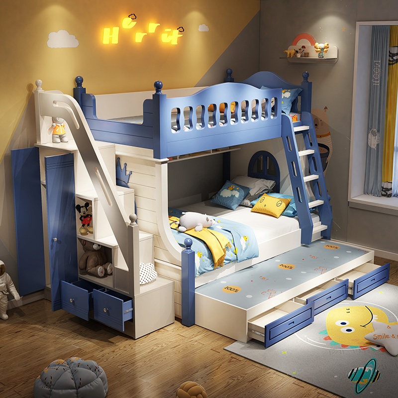 Children's Bed Up and Down Bed - Bunk Bed With Stairs And Slide 评论和价格