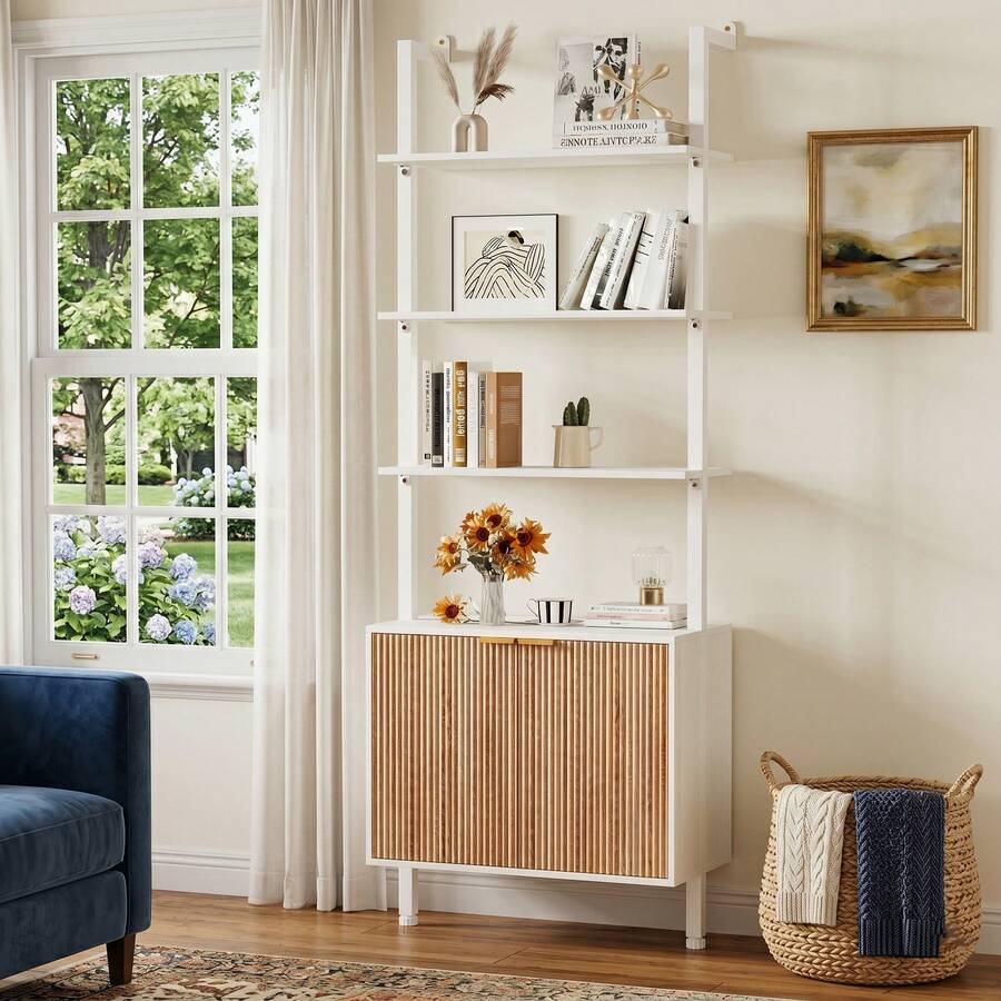 Chic Modern Ladder Bookcase Wi - Storage 评论和价格
